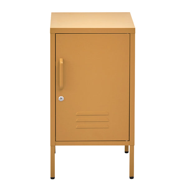 Artiss Bedside Table Metal Cabinet - Yellow