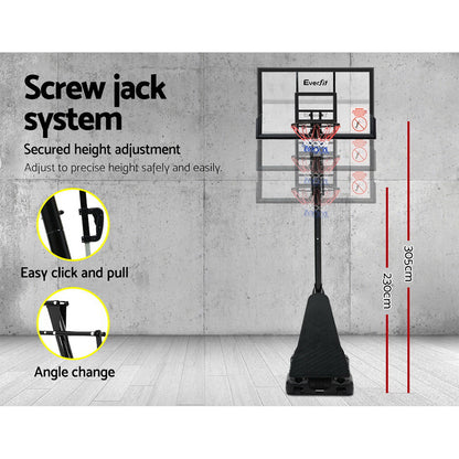 Everfit 3.05M Basketball Hoop Stand System Adjustable Height Portable Black Pro