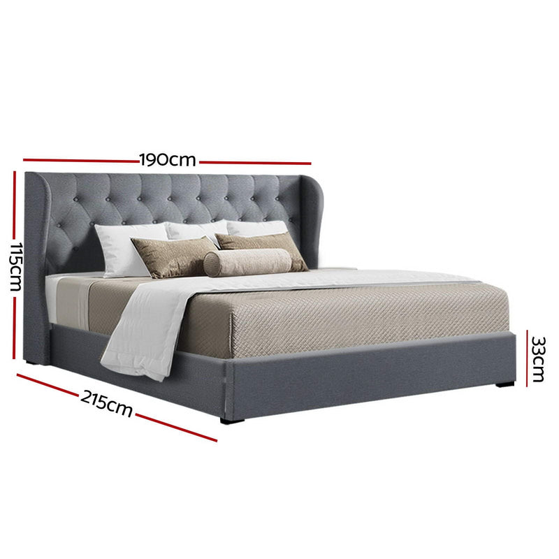 Artiss Bed Frame King Size Gas Lift Grey ISSA