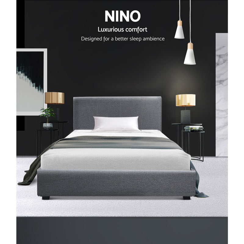 Artiss Bed Frame King Single Size Gas Lift Grey NINO