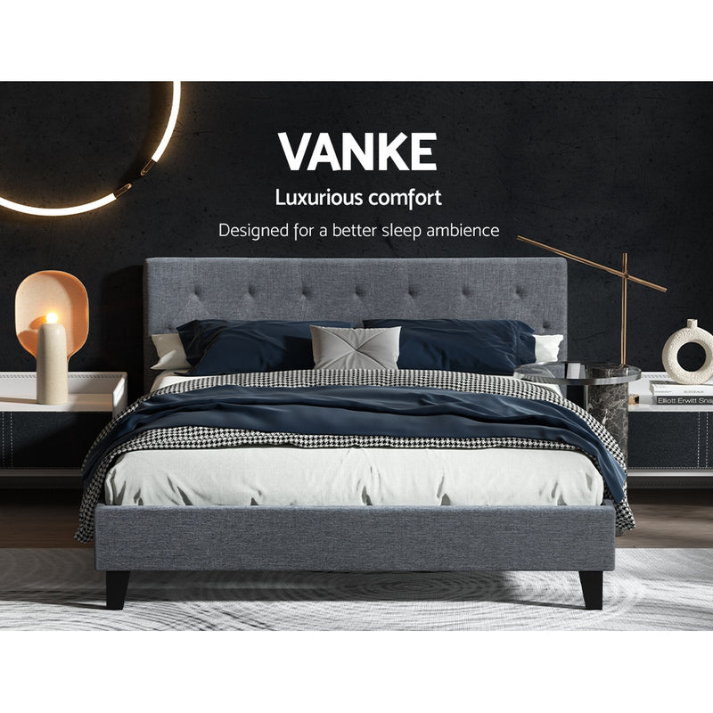 Artiss Bed Frame Queen Size Grey VANKE