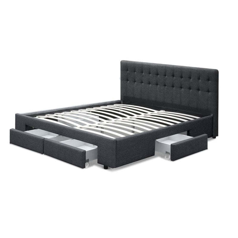 Artiss Bed Frame King Size with 4 Drawers Charcoal AVIO