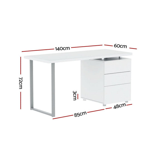 Artiss Computer Desk Drawer White 140CM