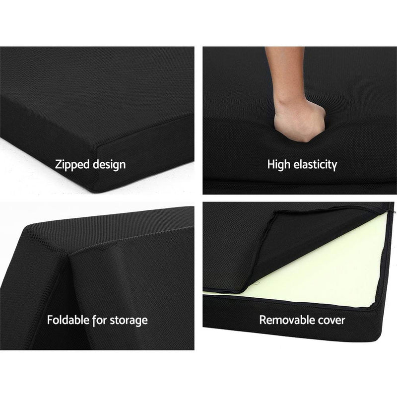 Giselle Bedding Foldable Mattress Folding Foam Bed Mat Double Black