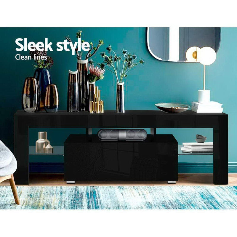 Artiss Entertainment Unit TV Cabinet LED 130cm Black Elo