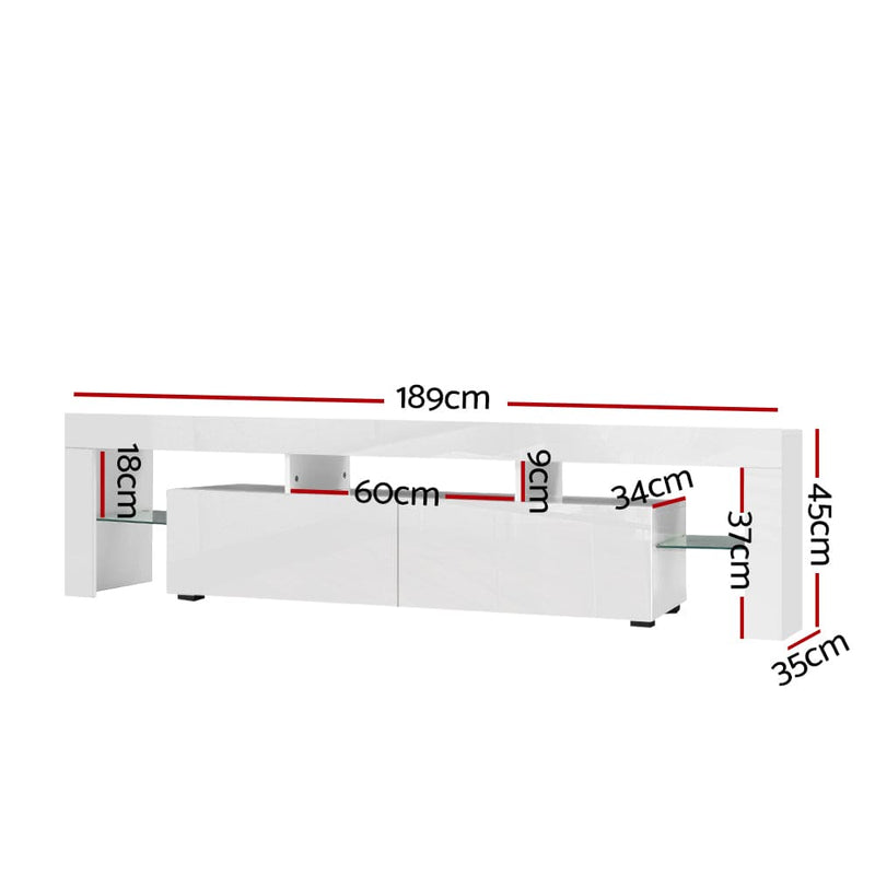 Artiss Entertainment Unit TV Cabinet LED 189cm White Elo