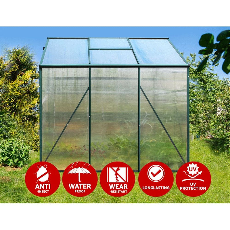 Greenfingers Greenhouse 1.9x1.9x1.83M Aluminium Polycarbonate Green House Garden Shed