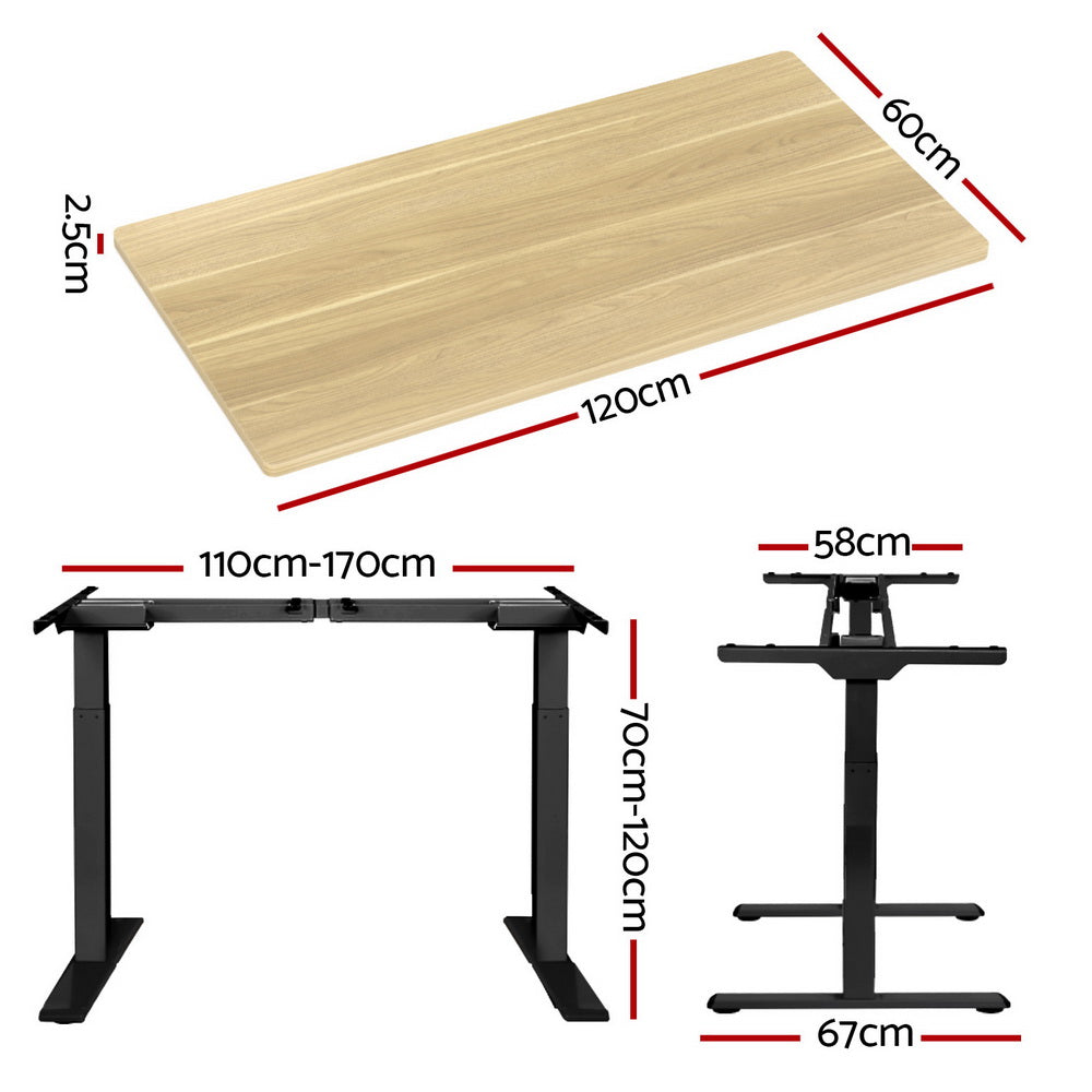 Artiss Standing Desk Motorised Dual Motor White Oak 120CM