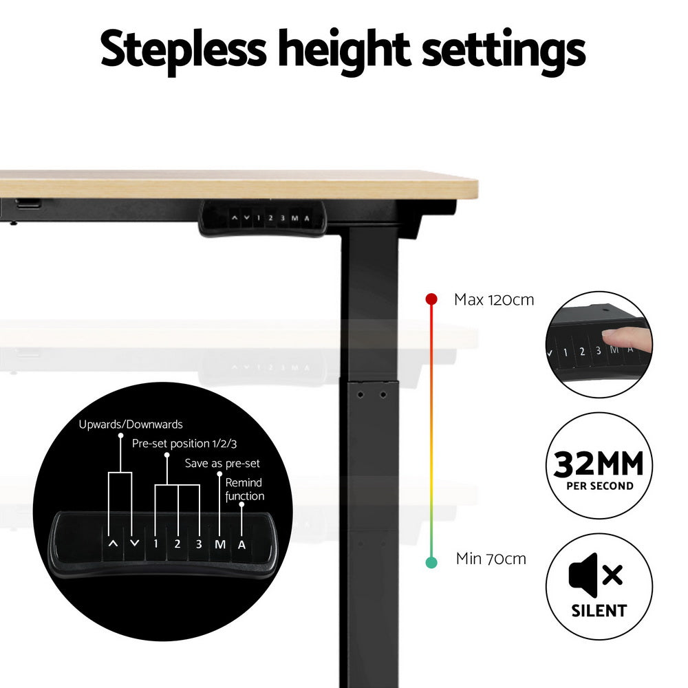 Artiss Standing Desk Motorised Dual Motor White Oak 120CM