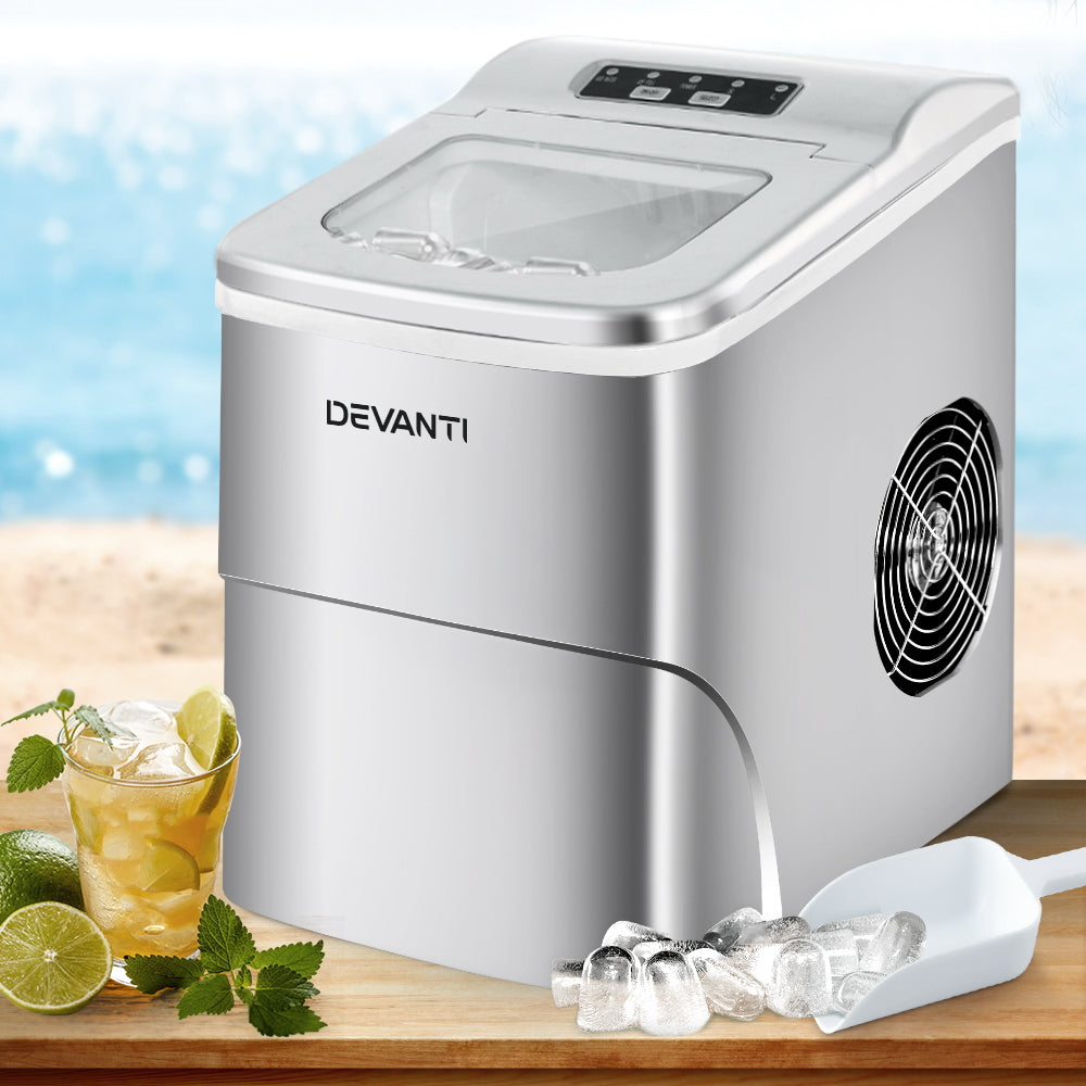 Devanti Portable Ice Cube Maker - Silver