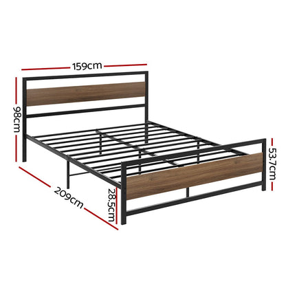 Artiss Bed Frame Queen Size Metal Base Mattress Platform Foundation Black DREW