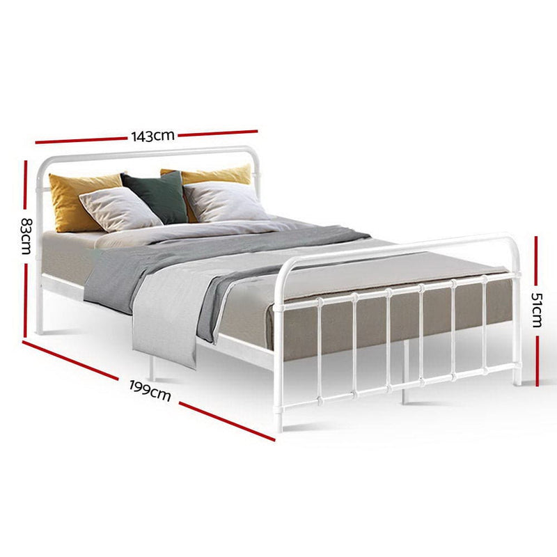 Artiss Bed Frame Metal Frames LEO - Double (White)