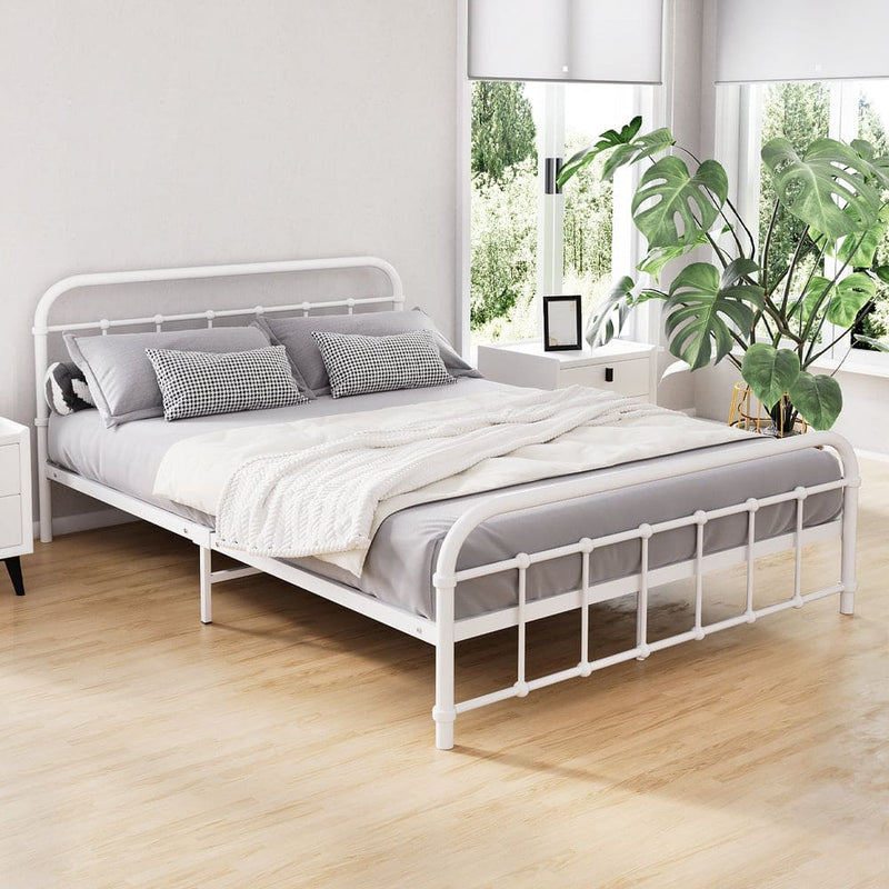 Artiss Bed Frame Metal Frames LEO - Double (White)