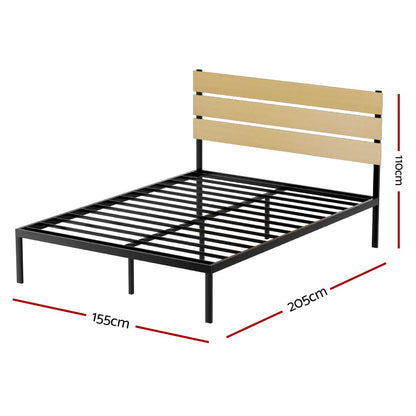 Artiss Bed Frame Queen Size Metal Base Mattress Platform Foundation Black PAULA