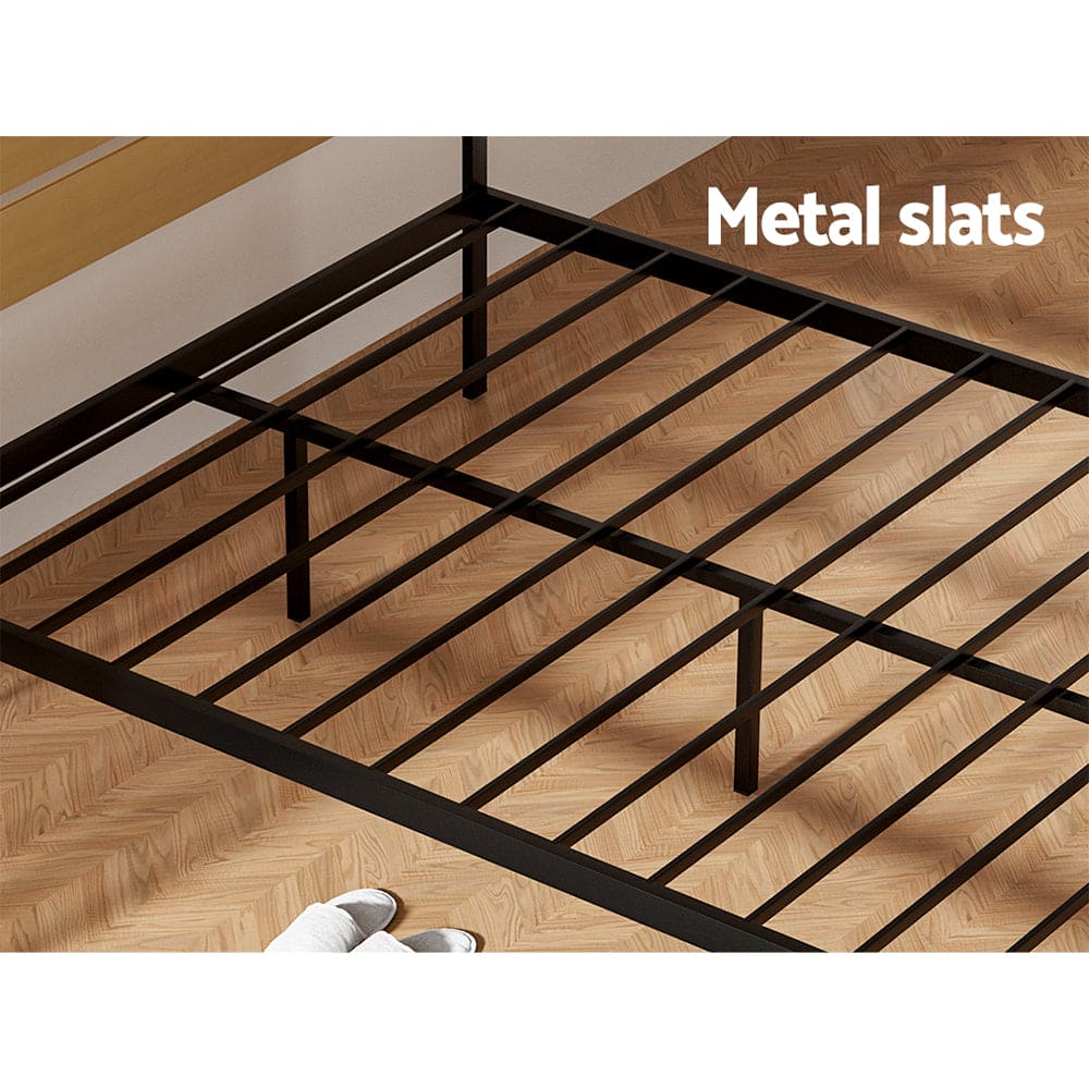 Artiss Bed Frame Queen Size Metal Base Mattress Platform Foundation Black PAULA