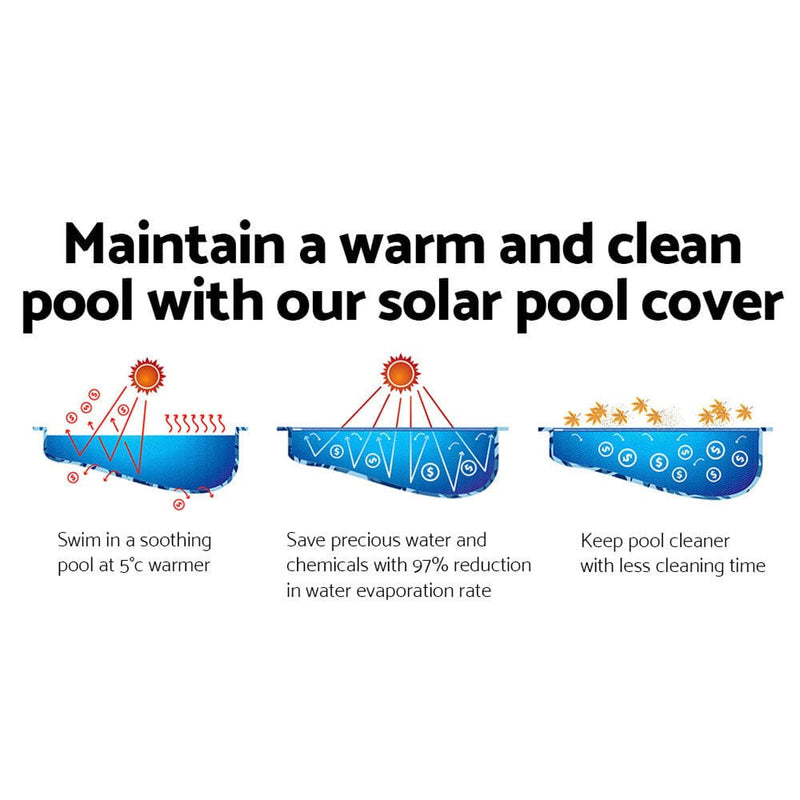 Aquabuddy Pool Cover 500 Micron 10x4m Swimming Pool Solar Blanket Blue Silver