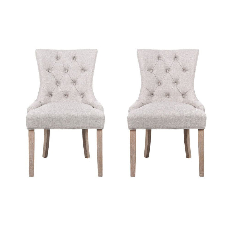 Artiss Dining Chairs Set of 2 Linen French Provincial Beige