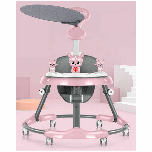 PINK Upgrade Adjustable Baby Walker Stroller Play Activity Music Kids Ride On Toy Car