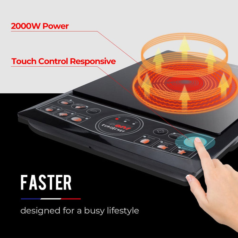 EuroChef Electric Induction Cooktop Portable Kitchen Cooker Ceramic Cook Top