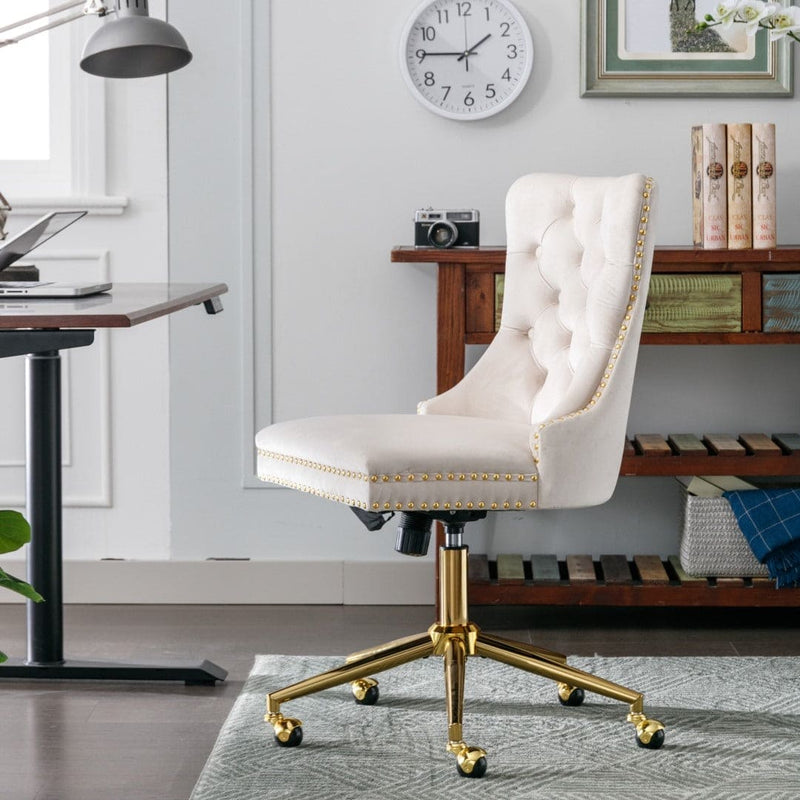 Velvet Home Office Chair- Beige