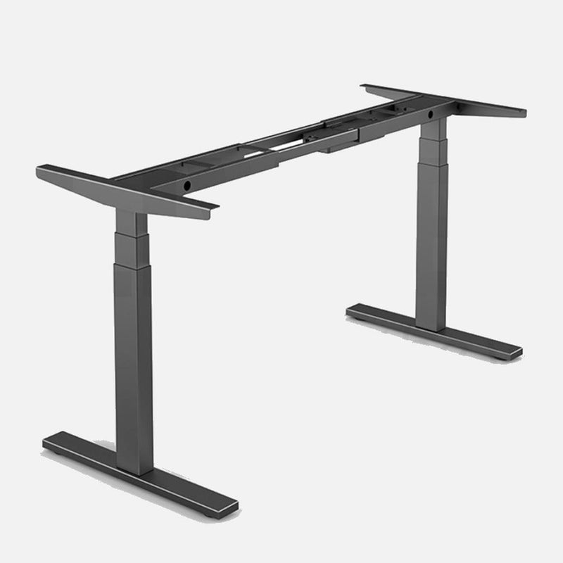 140cm Standing Desk Height Adjustable Sit Black Stand Motorised Dual Motors Frame White Top