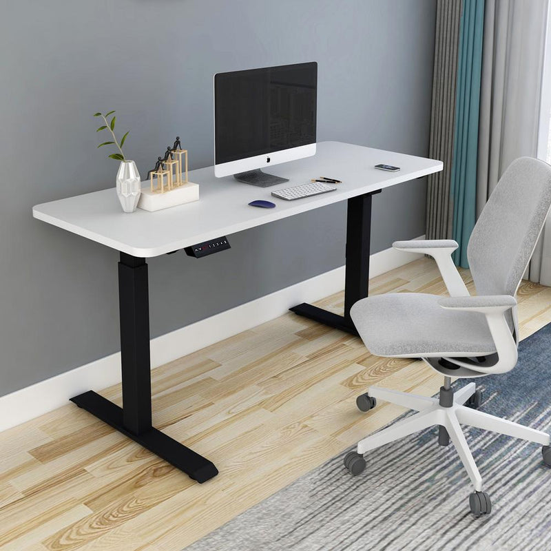 120cm Standing Desk Height Adjustable Sit Grey Stand Motorised Dual Motors Frame White Top