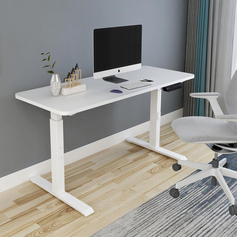 120cm Standing Desk Height Adjustable Sit Grey Stand Motorised Dual Motors Frame White Top