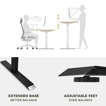 Standing Desk Height Adjustable Sit Stand Motorised White Single Motors Frame Top