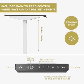 Standing Desk Height Adjustable Sit Stand Motorised White Single Motors Frame Top