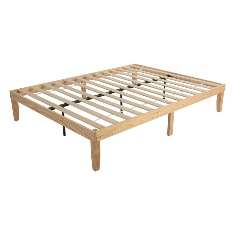 Warm Wooden Natural Bed Base Frame - Double