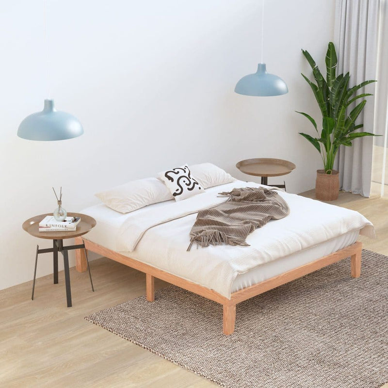 Warm Wooden Natural Bed Base Frame - Double