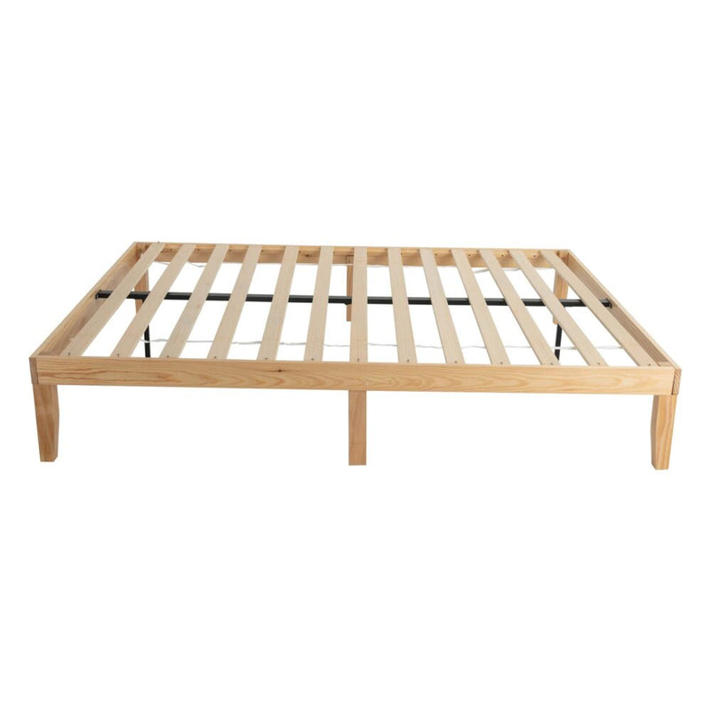 Warm Wooden Natural Bed Base Frame - Double