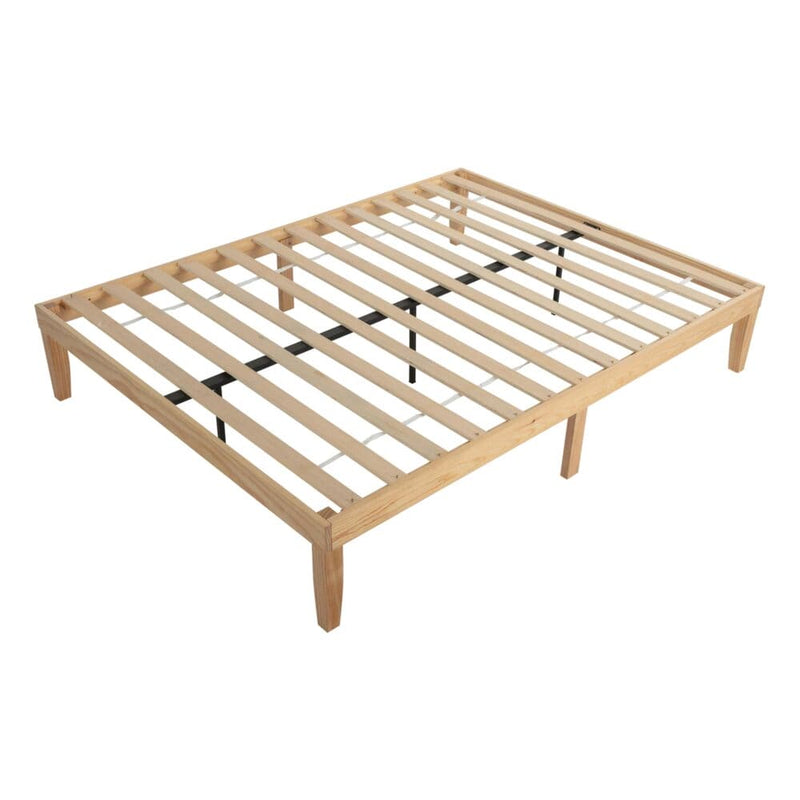 Warm Wooden Natural Bed Base Frame - Double