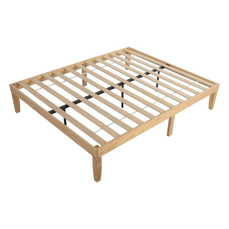 Warm Wooden Natural Bed Base Frame - Queen