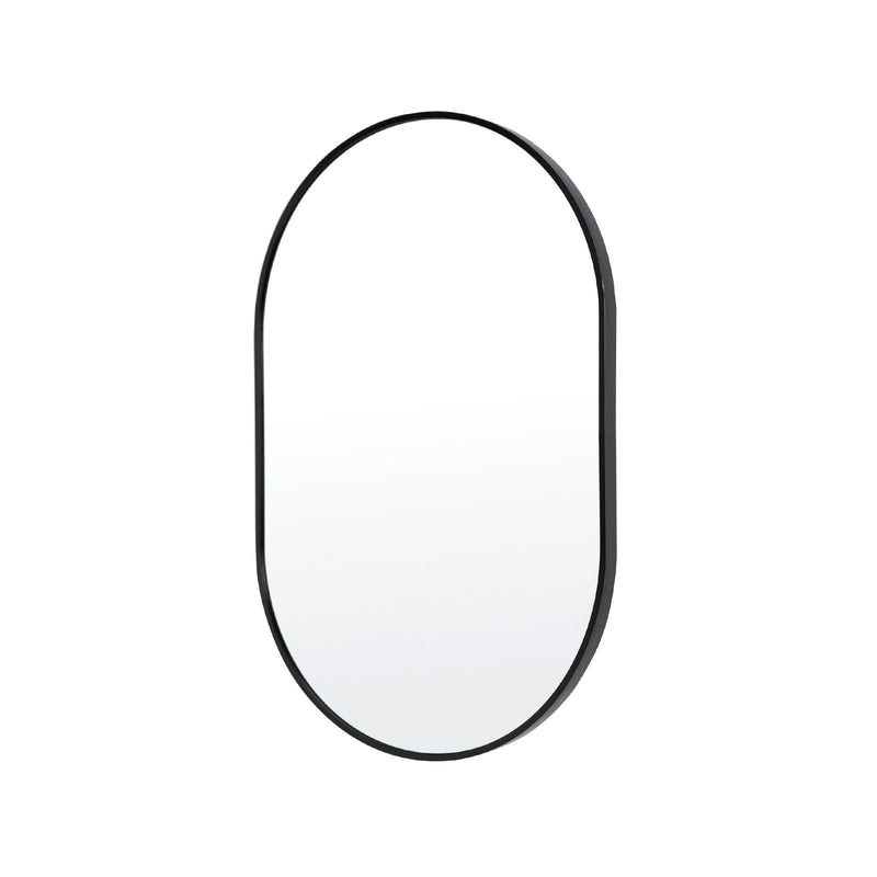 Wall Mirror Oval Aluminum Frame Bathroom 50x75cm BLACK