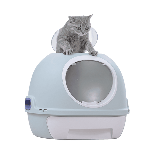 YES4PETS Hooded Cat Toilet Litter Box Tray House With Drawer & Scoop Blue