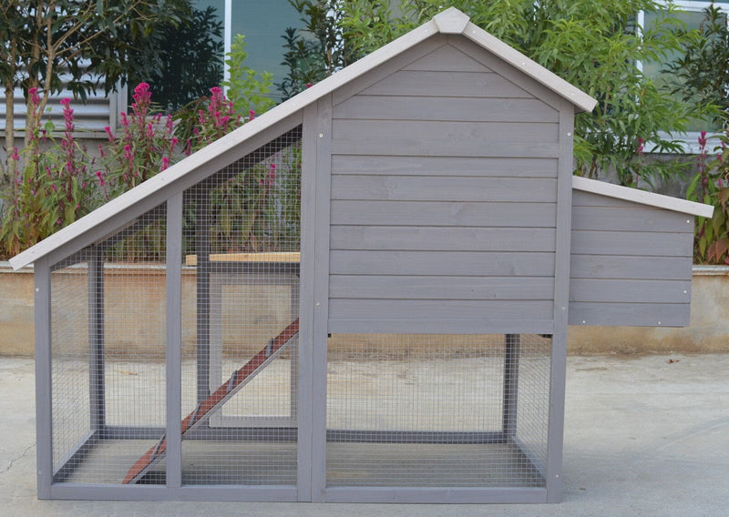 YES4PETS Grey Large Chicken Coop Rabbit Hutch Ferret Guinea Pig Cage Hen Chook Cat Kitten House