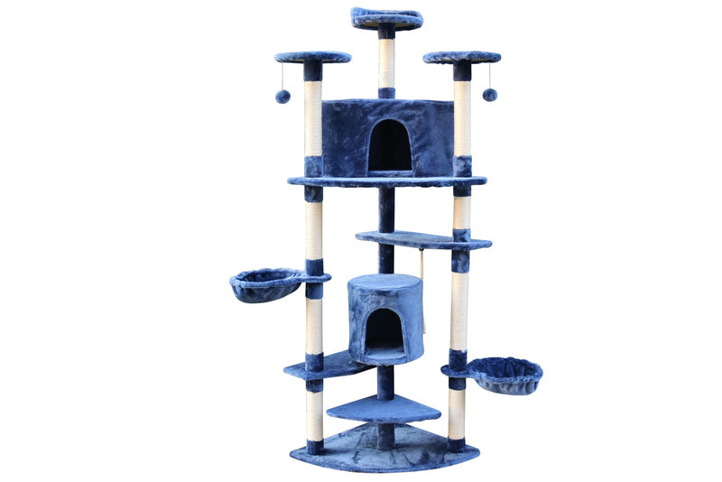 YES4PETS 200 cm Cat Scratching Post Tree Scratcher Corner Tower Furniture- Blue