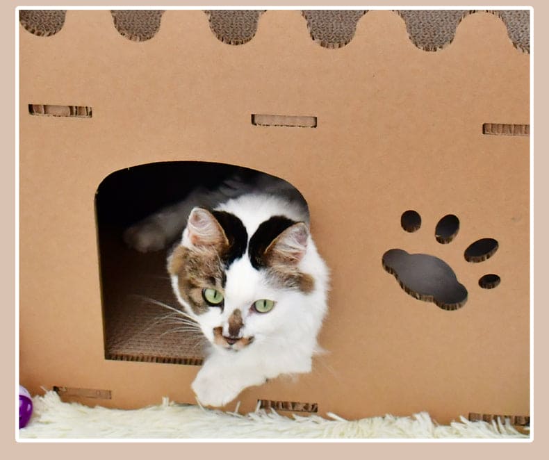 YES4PETS Cat Cardboard House Tower Condo Scratcher Pet Post Furniture Double Storey