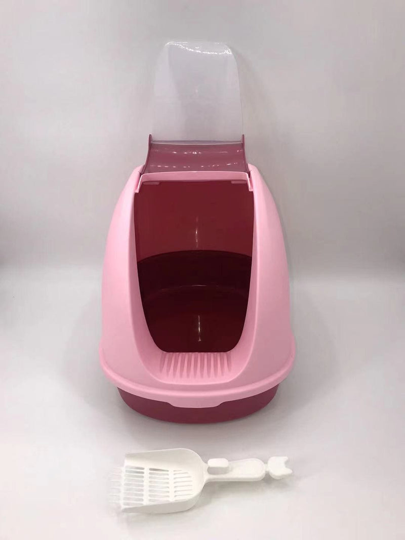 YES4PETS Portable Hooded Cat Toilet Litter Box Tray House with Handle and Scoop Pink