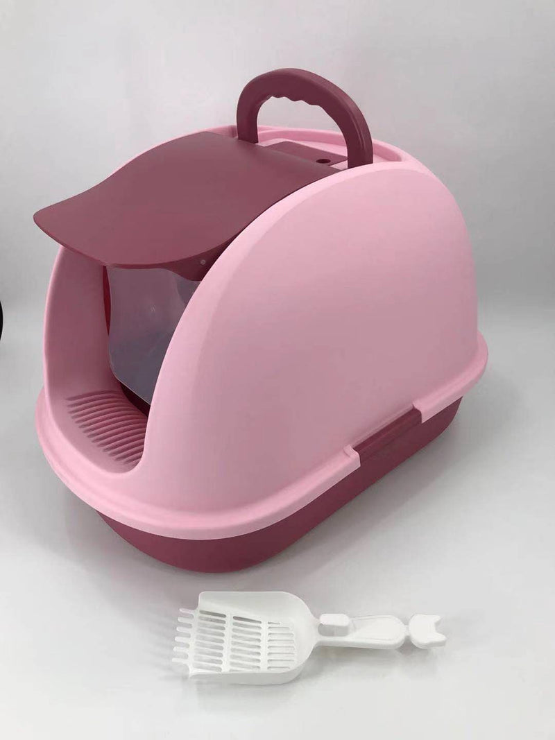 YES4PETS XL Portable Hooded Cat Toilet Litter Box Tray House with Charcoal Filter and Scoop Pink