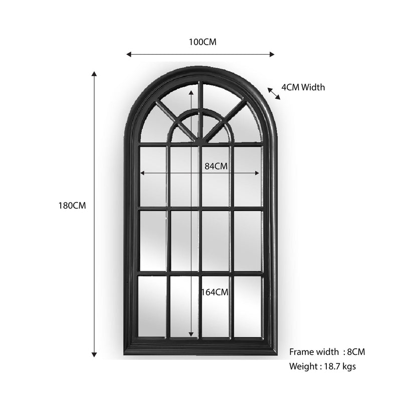 Window Style Mirror - Black Arch 70 CM x 130 CM