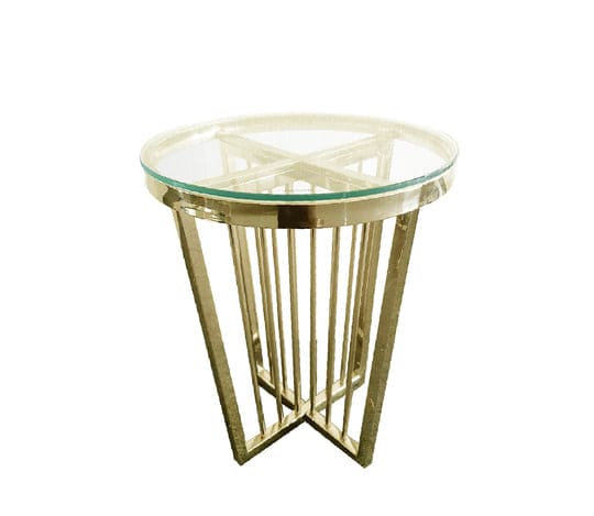 Salina Side Table 45cm Gold Base - Clear Glass