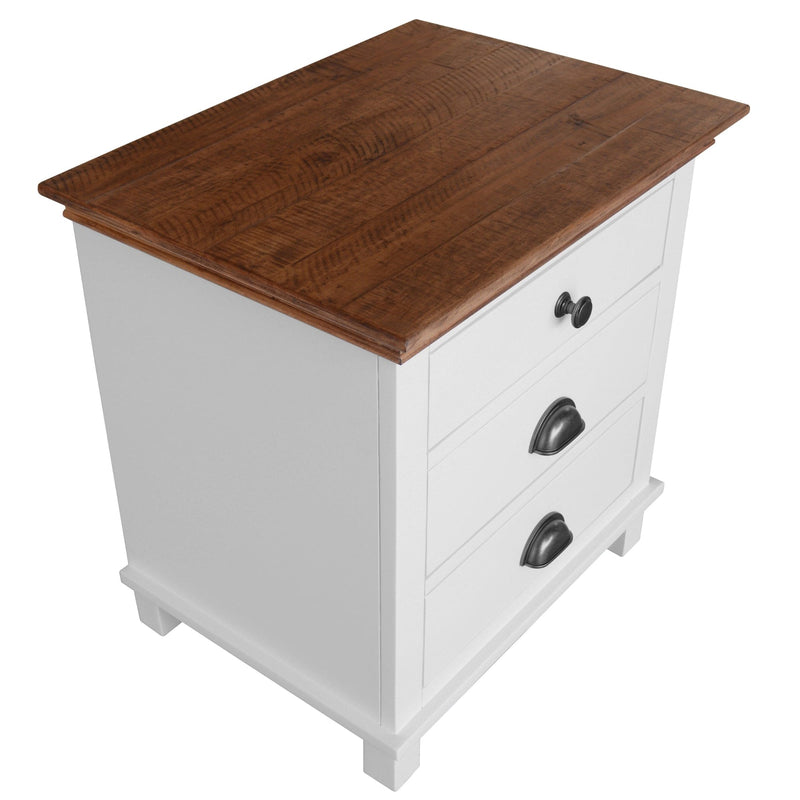 Virginia Bedside Nightstand 3 Drawers Storage Cabinet Shelf Side Table - White