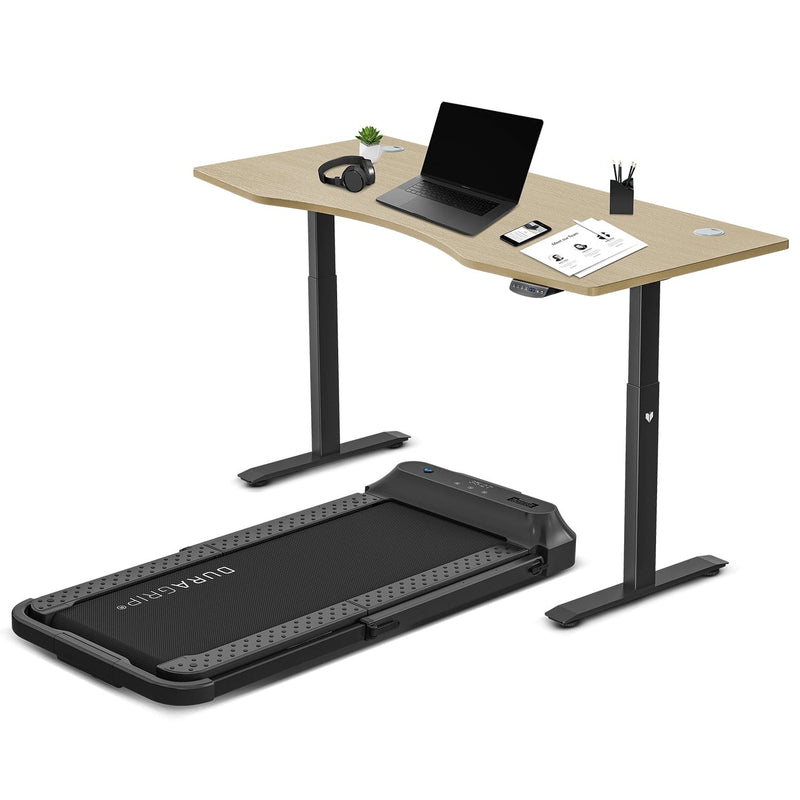 Lifespan Fitness V-FOLD Treadmill with ErgoDesk Automatic Standing Desk 1500mm in Oak/Black