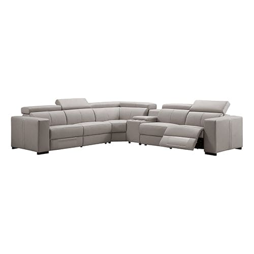 Washington Genuine Leather 6 Seater Corner Sofa With 2 Electric Recliners And Reversible Console