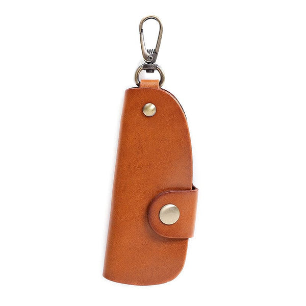 Genuine Leather Wallet Purse Bag Case Holder Key Ring Pouch Bag Safe Hanger (Tan)