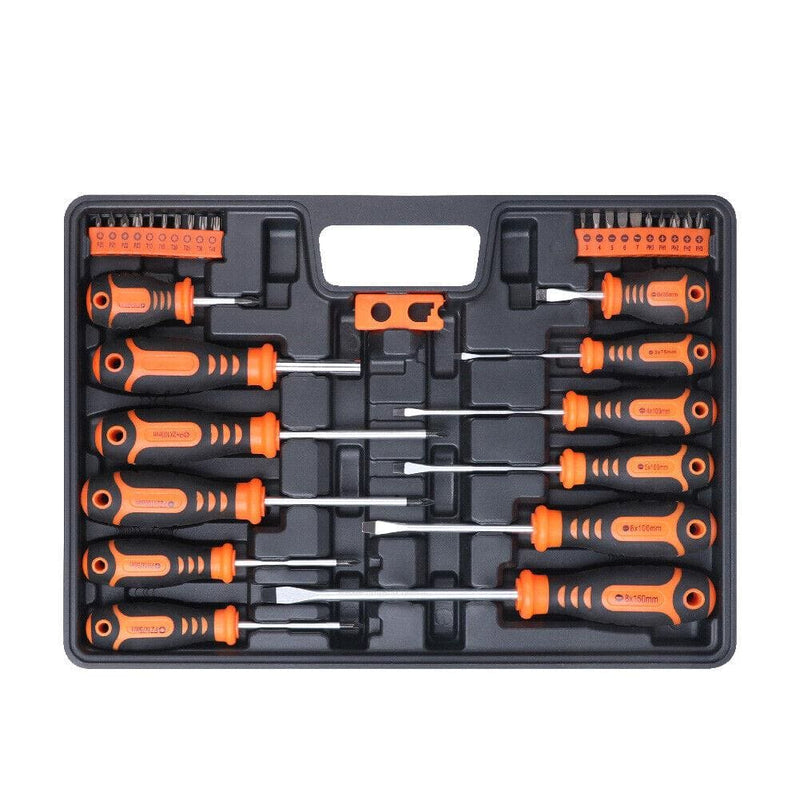 33Pc Magnetic Screwdriver Set Phillips Slotted Pozidrive Torx Power Bits Holder