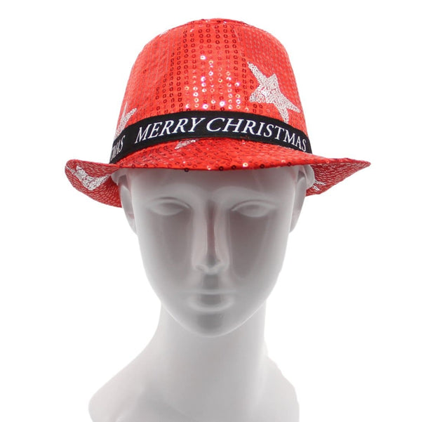 Christmas Unisex Adults Kids Novelty Hat Xmas Party Cap Santa Costume Dress Up, Sequin Fedora