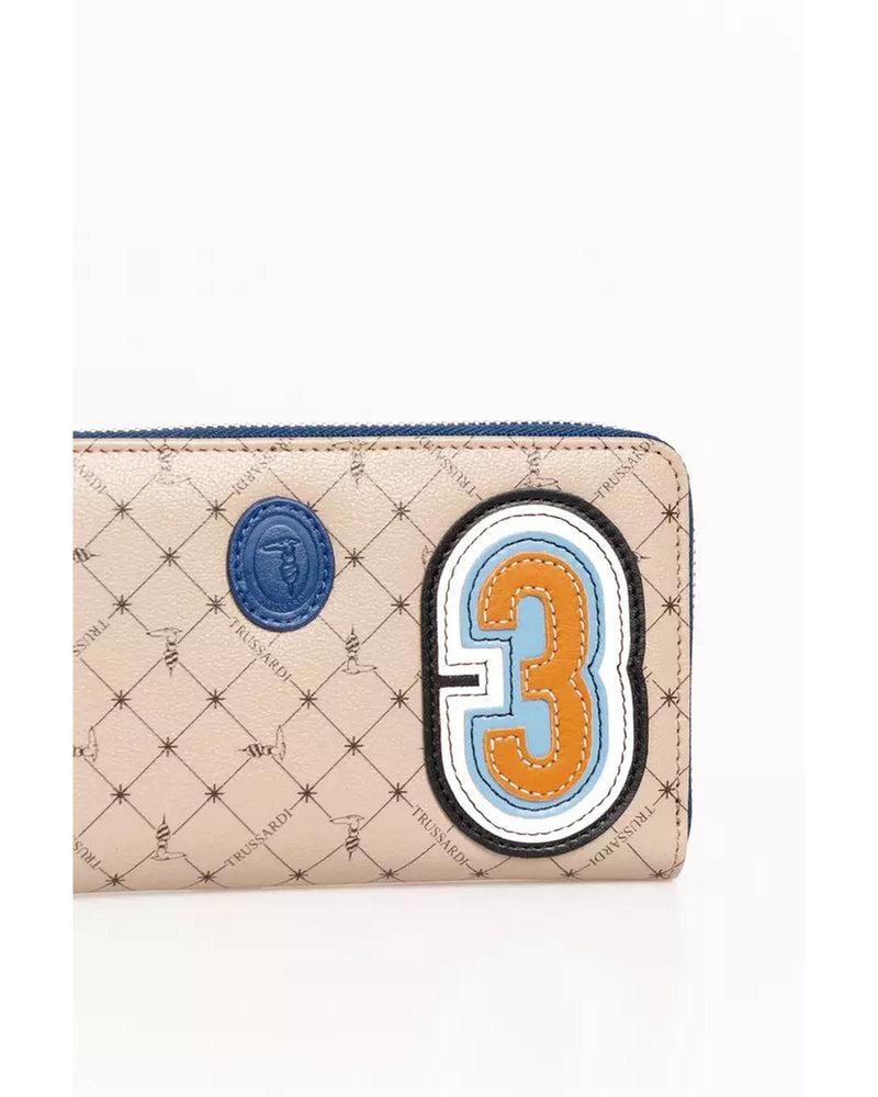 Trussardi Zip Wallet with 70s Print and Numeric Patch One Size Men